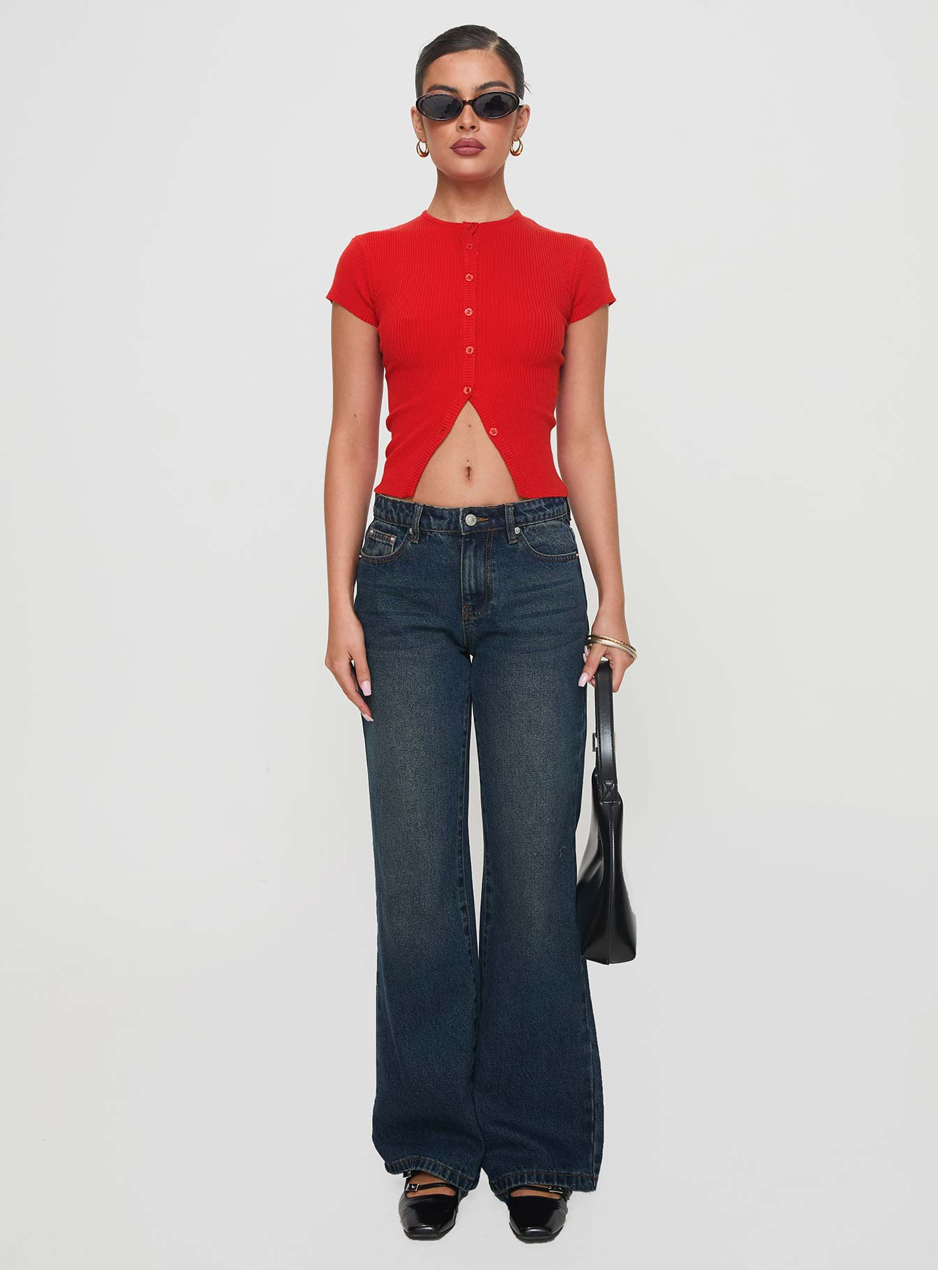 Cybele Mid Rise Straight Leg Jeans Dark Denim