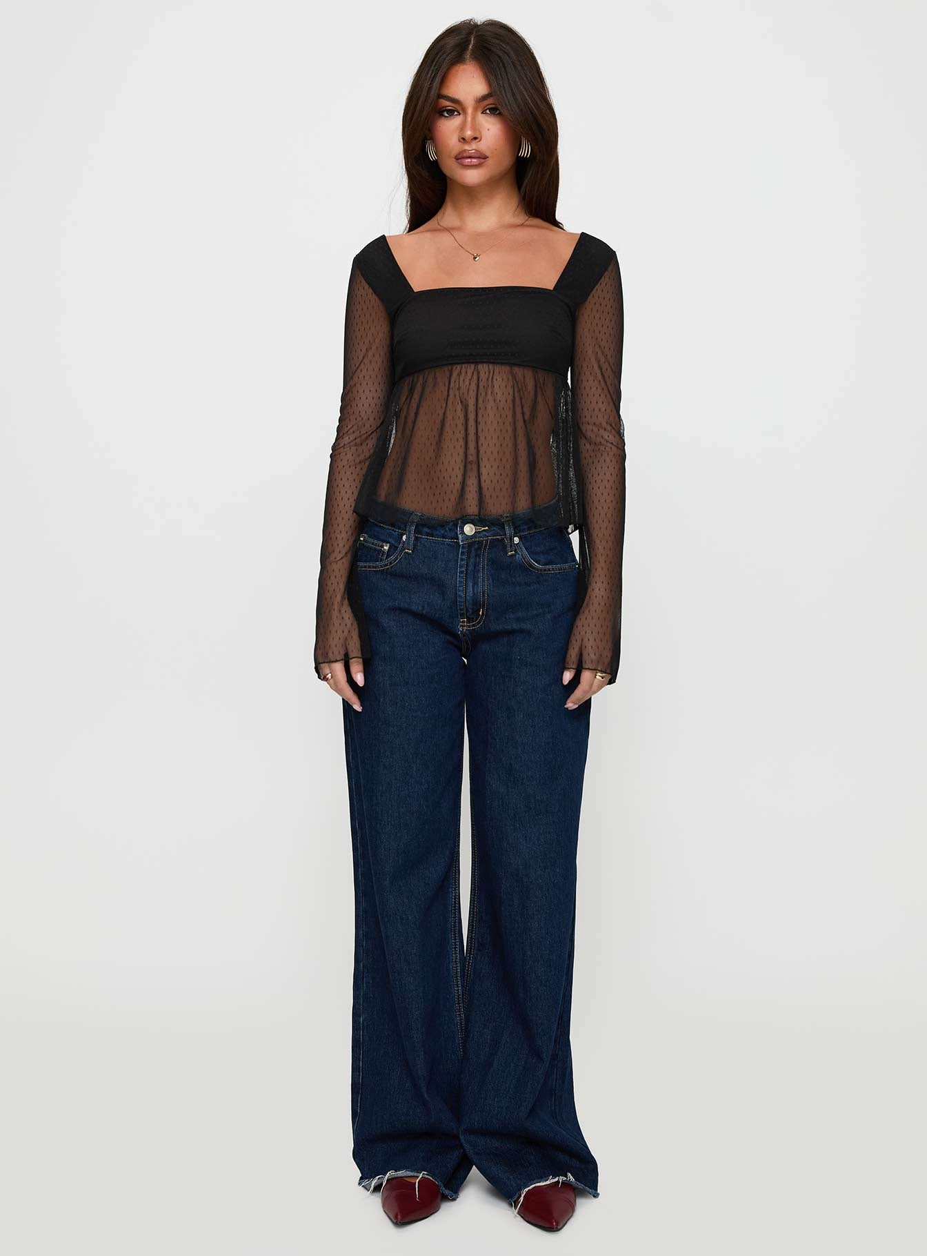 Fiorello Long Sleeve Top Black