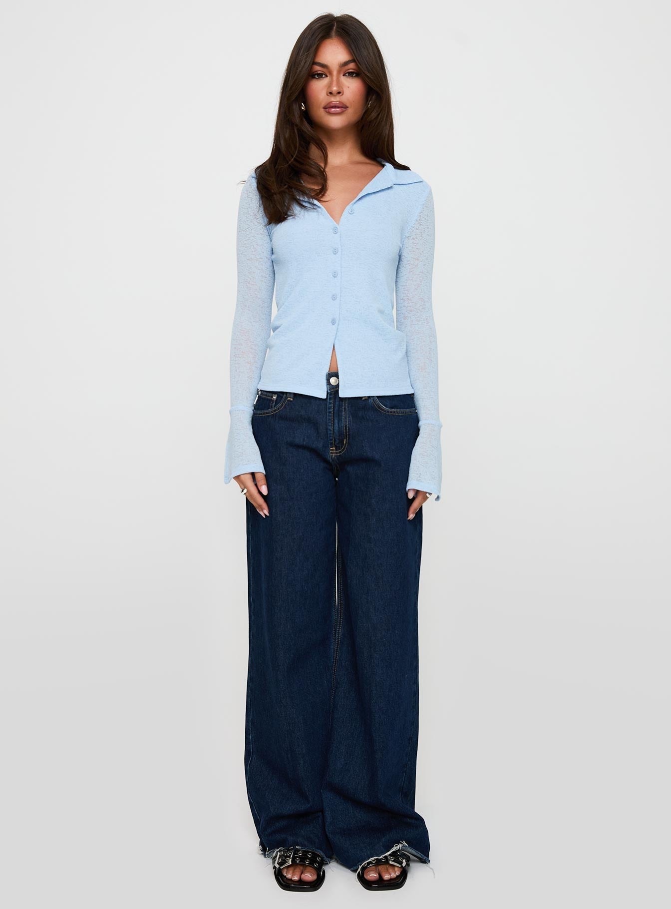 Finnean Long Sleeve Top Pale Blue