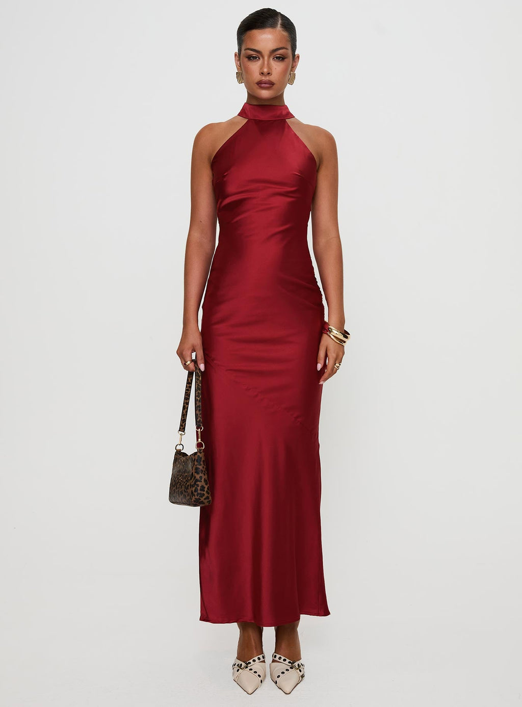 Mordecai Halter Maxi Dress Burgundy
