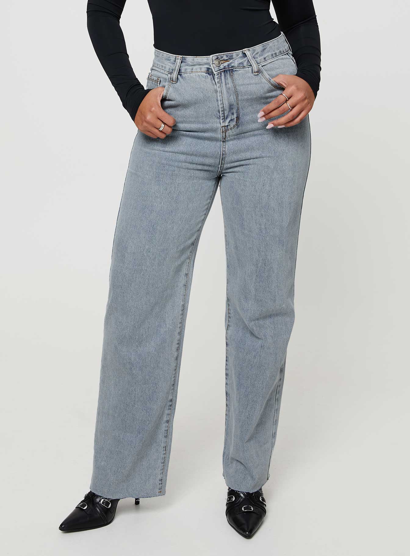 Kalinda High Rise Straight Leg Jeans Blue