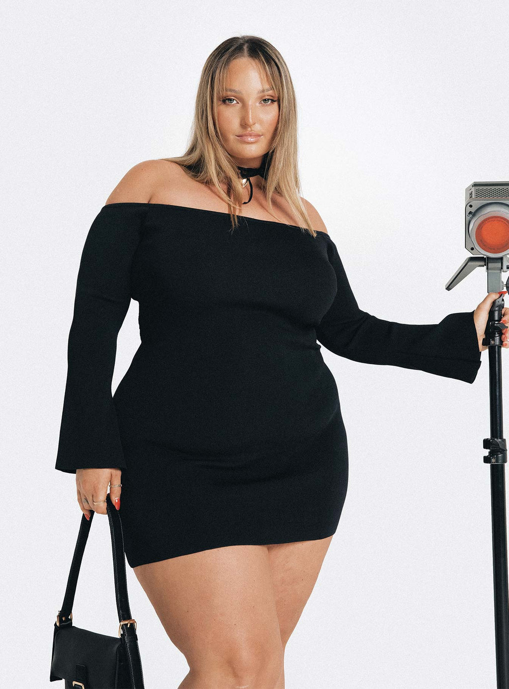 Parisa Long Sleeve Mini Dress Black Curve