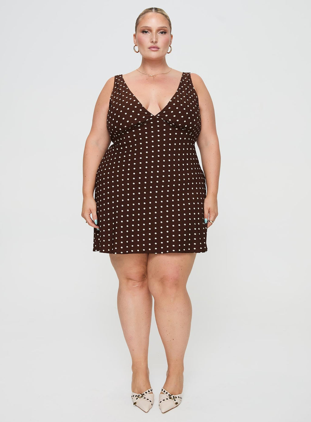 Nellie Mini Dress Brown Polka Dot Curve