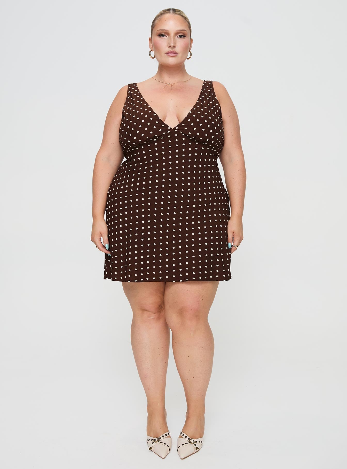 Nellie Mini Dress Brown Polka Dot Curve