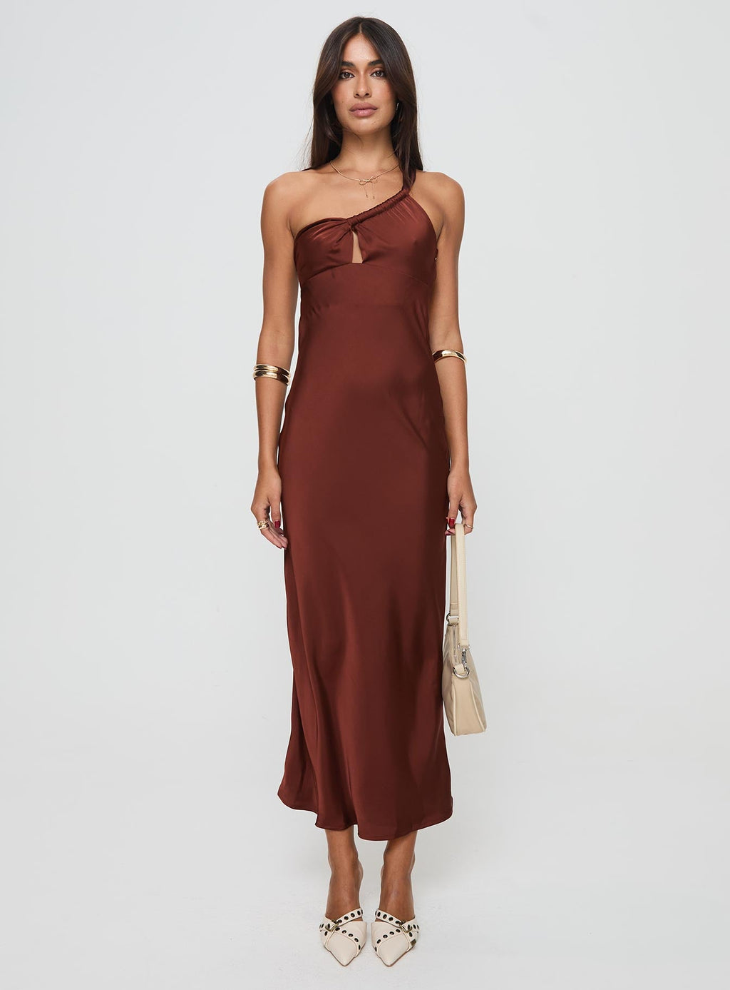 Casimir One Shoulder Maxi Dress Chocolate