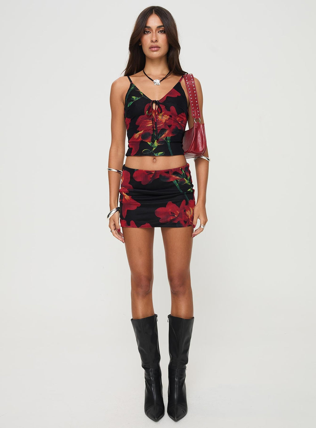 Grapefruit Set Red Floral