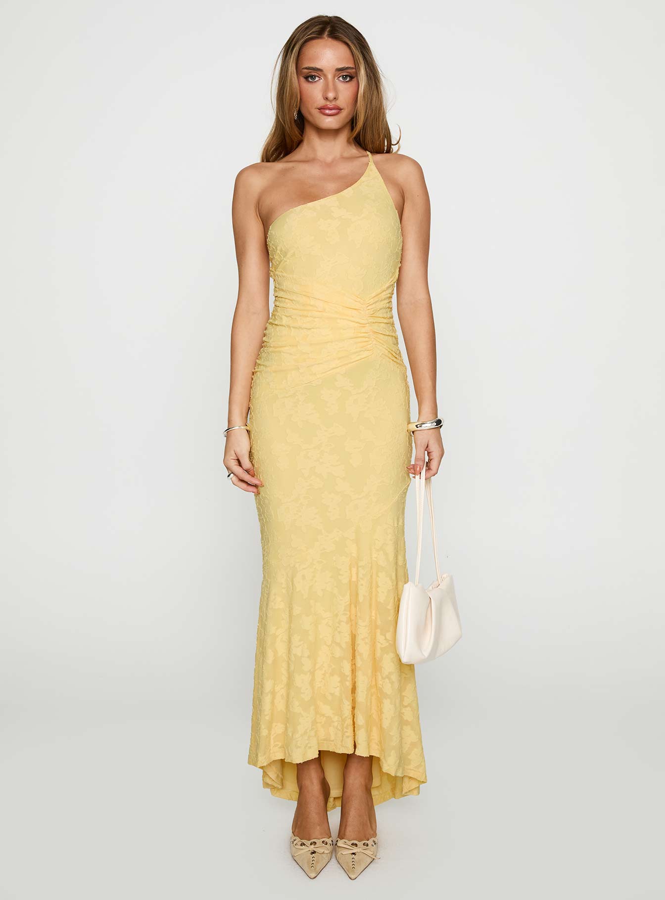 Starlights One Shoulder Maxi Dress Lemon