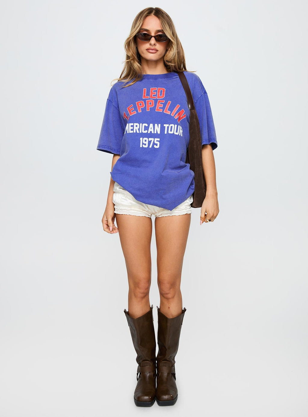 Led Zeppelin Vintage Oversized Graphic Tee Blue