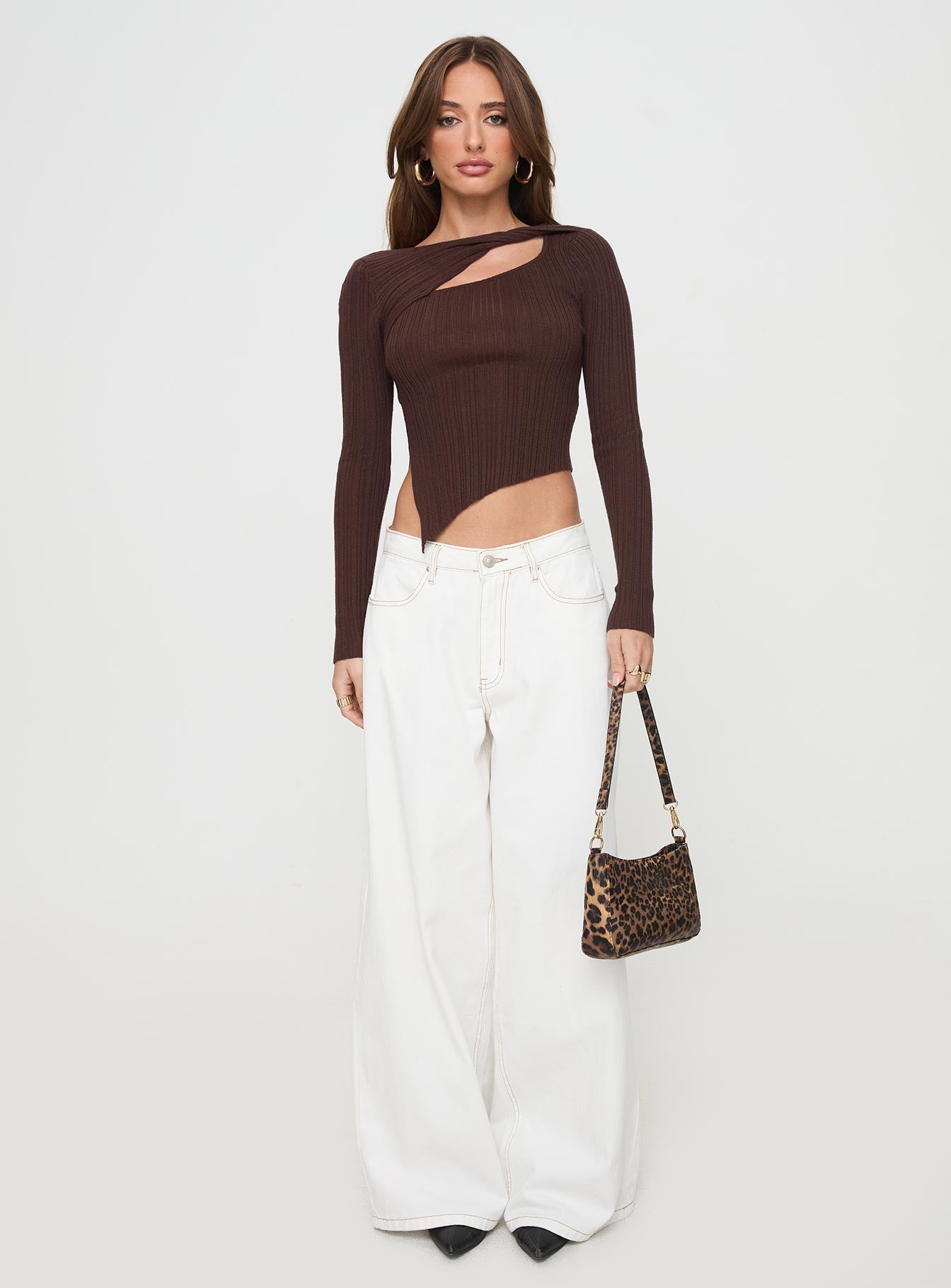 Ellara Long Sleeve Top Brown