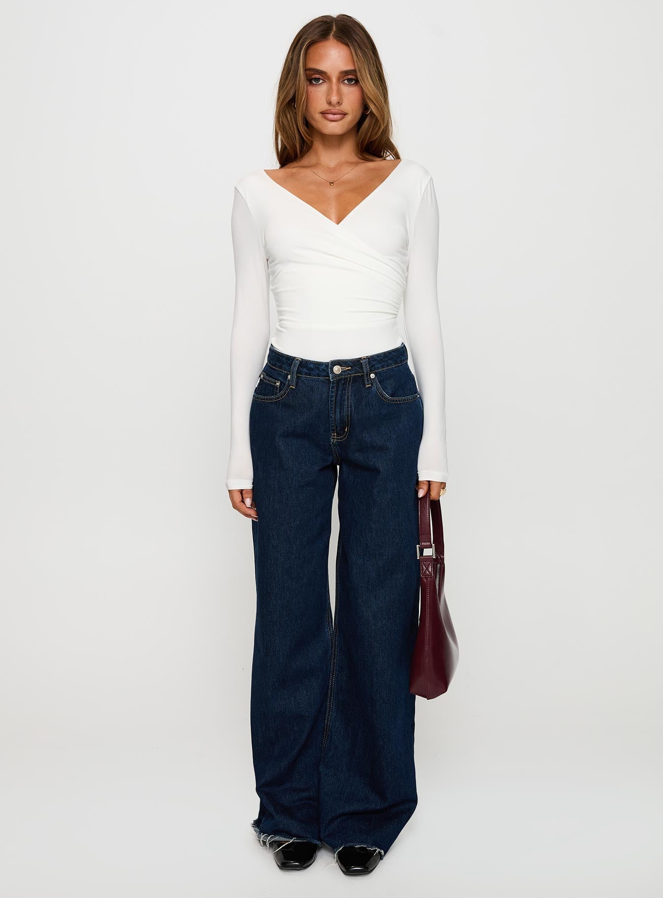 Right Here Cross Detail Bodysuit White