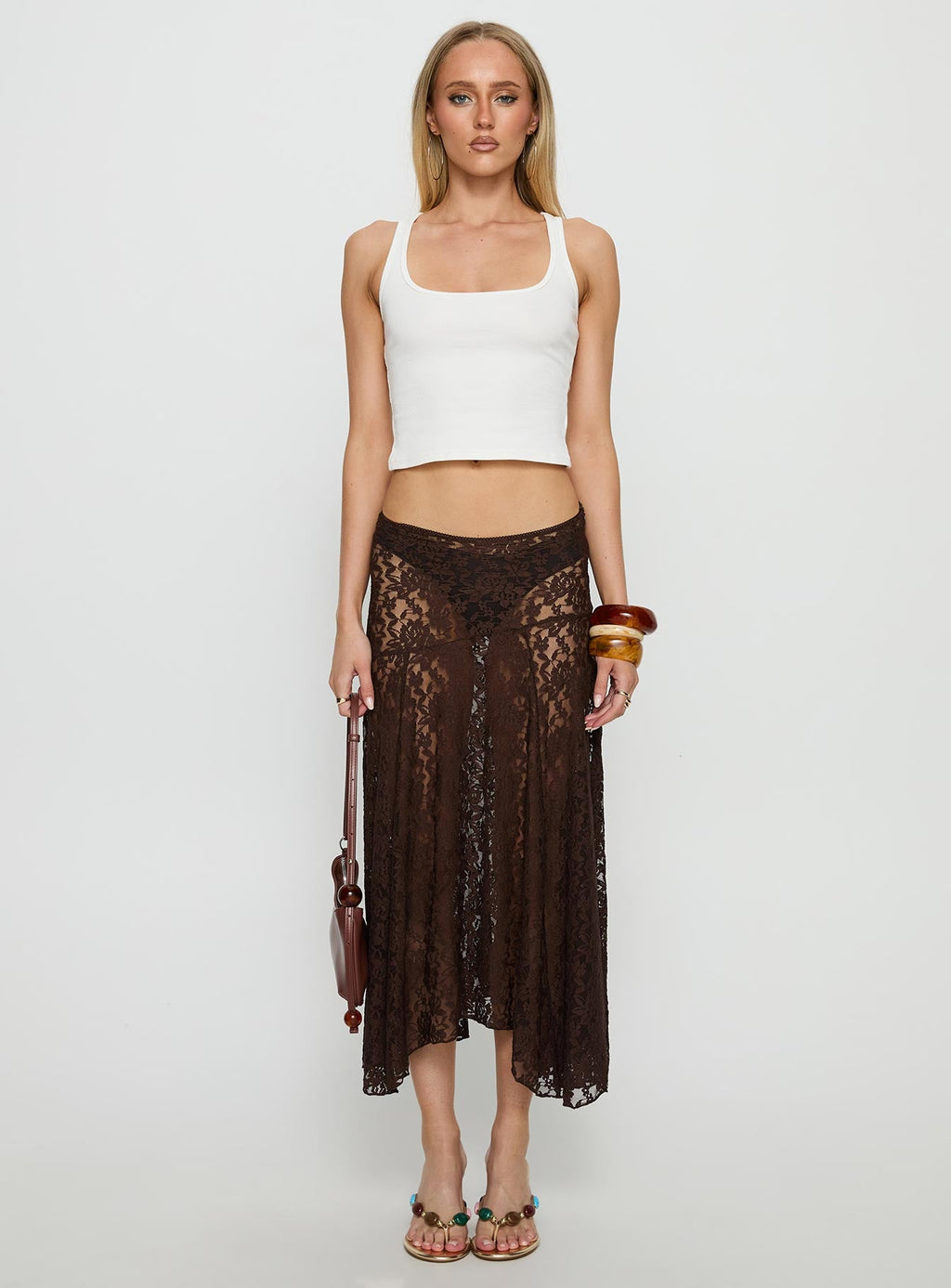 Tidal Midi Skirt Chocolate