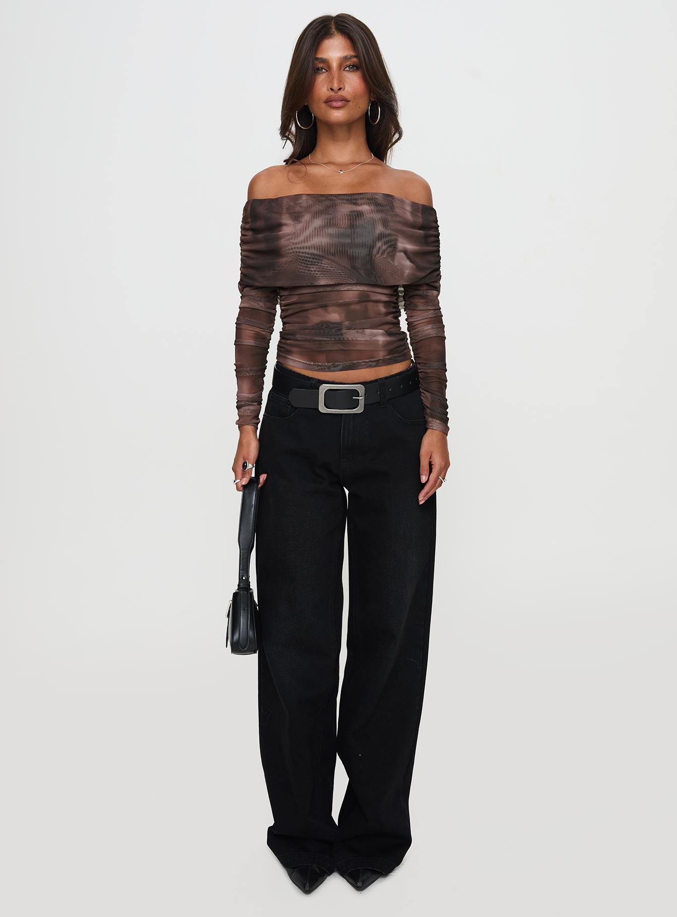 Good Taste Off Shoulder Long Sleeve Top Multi