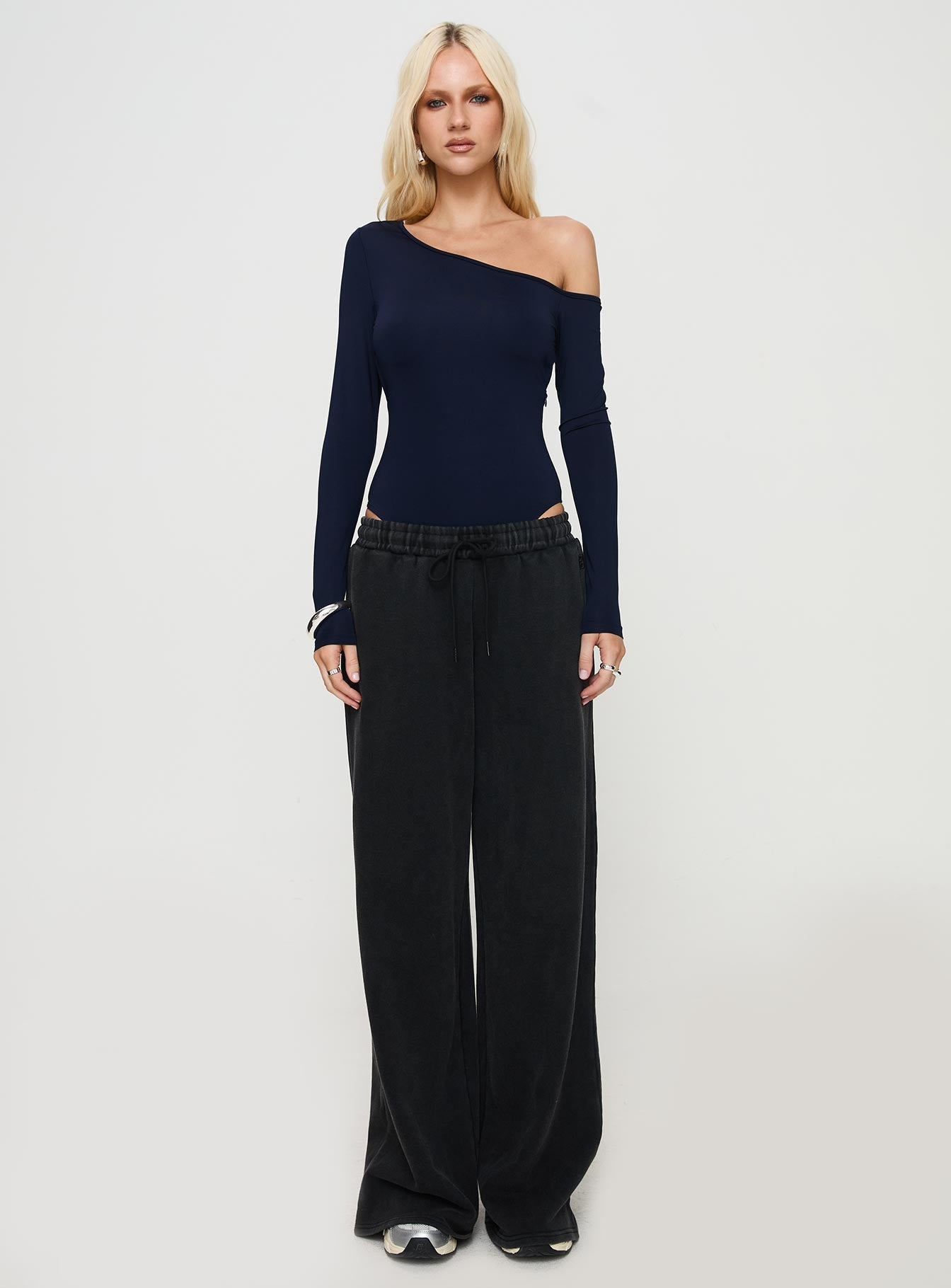 Caylum One Shoulder Bodysuit Navy