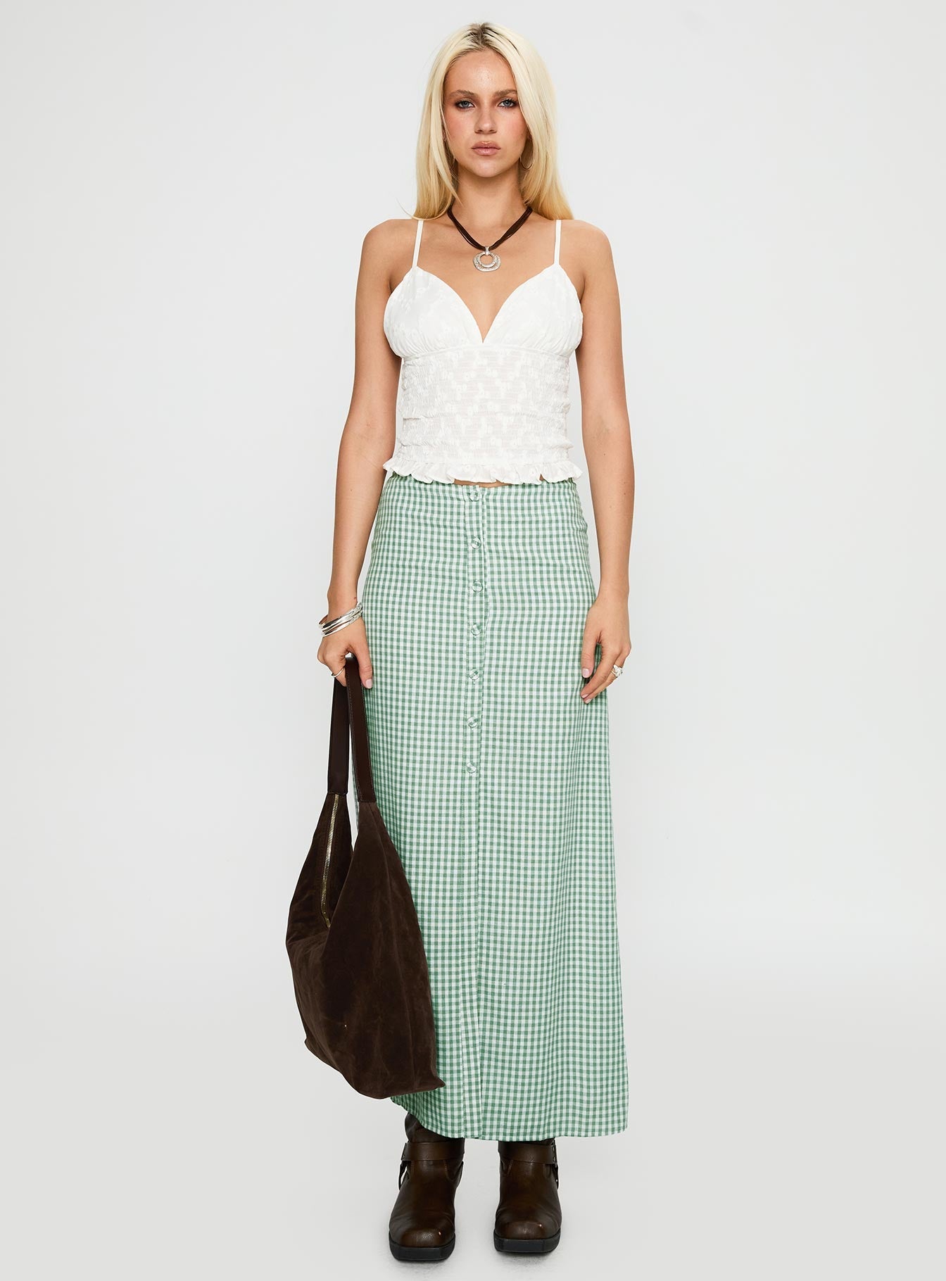 Macadamia Maxi Skirt Green / White