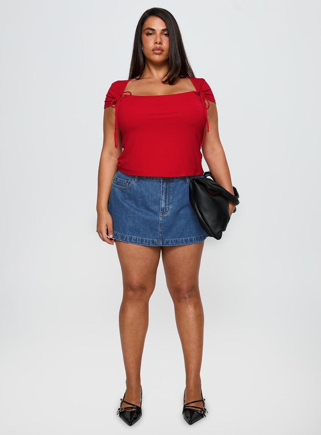 Nicolina Low Rise Denim Mini Skirt Light Wash Curve