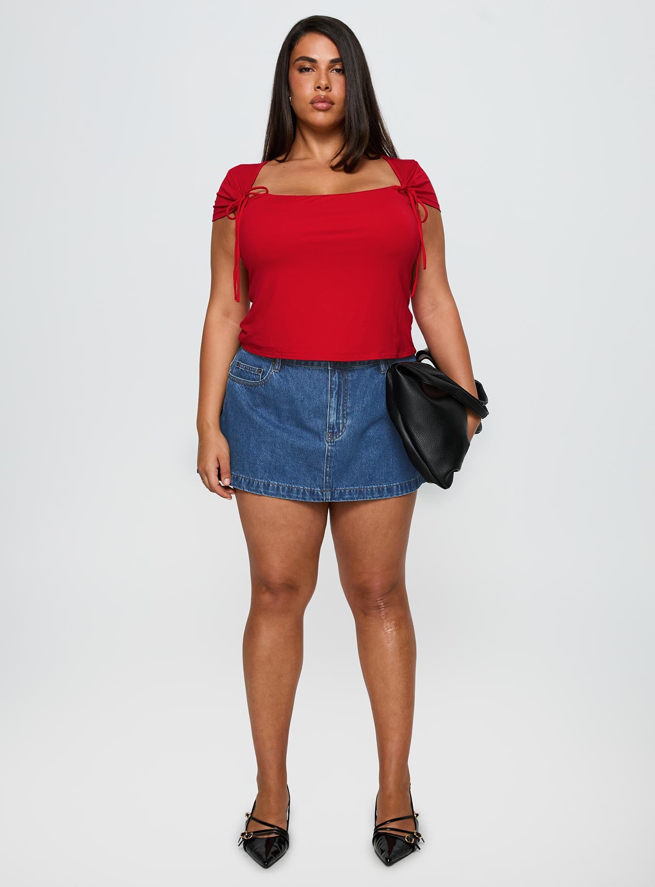 Nicolina Low Rise Denim Mini Skirt Light Wash Curve