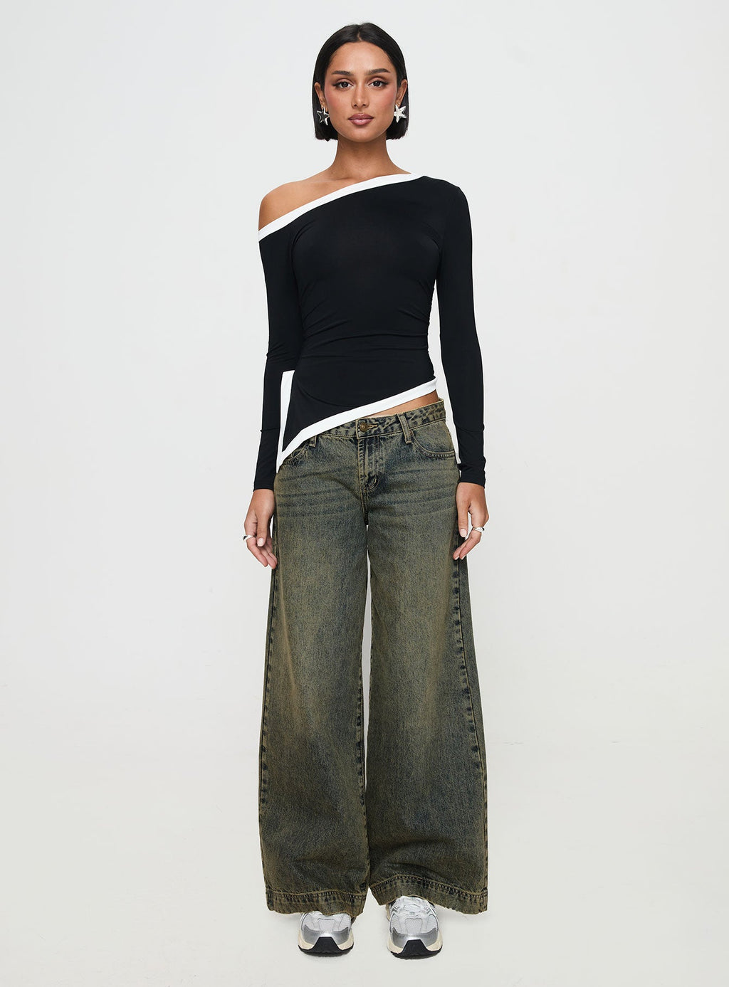 Fake Smile Long Sleeve Top Black