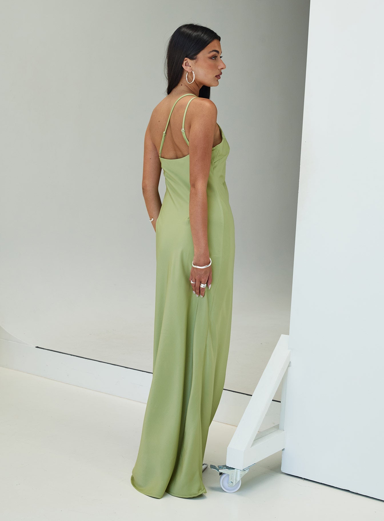 Nehemiah One Shoulder Maxi Dress Green