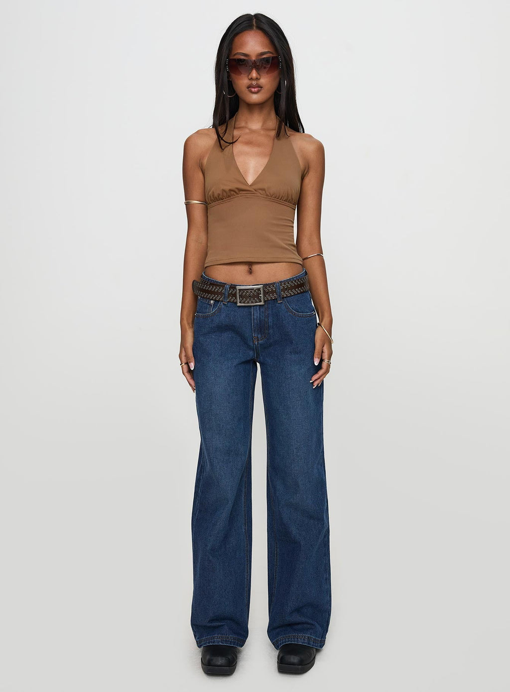 Everlong Mid Rise Wide Leg Jeans Dark Blue Wash