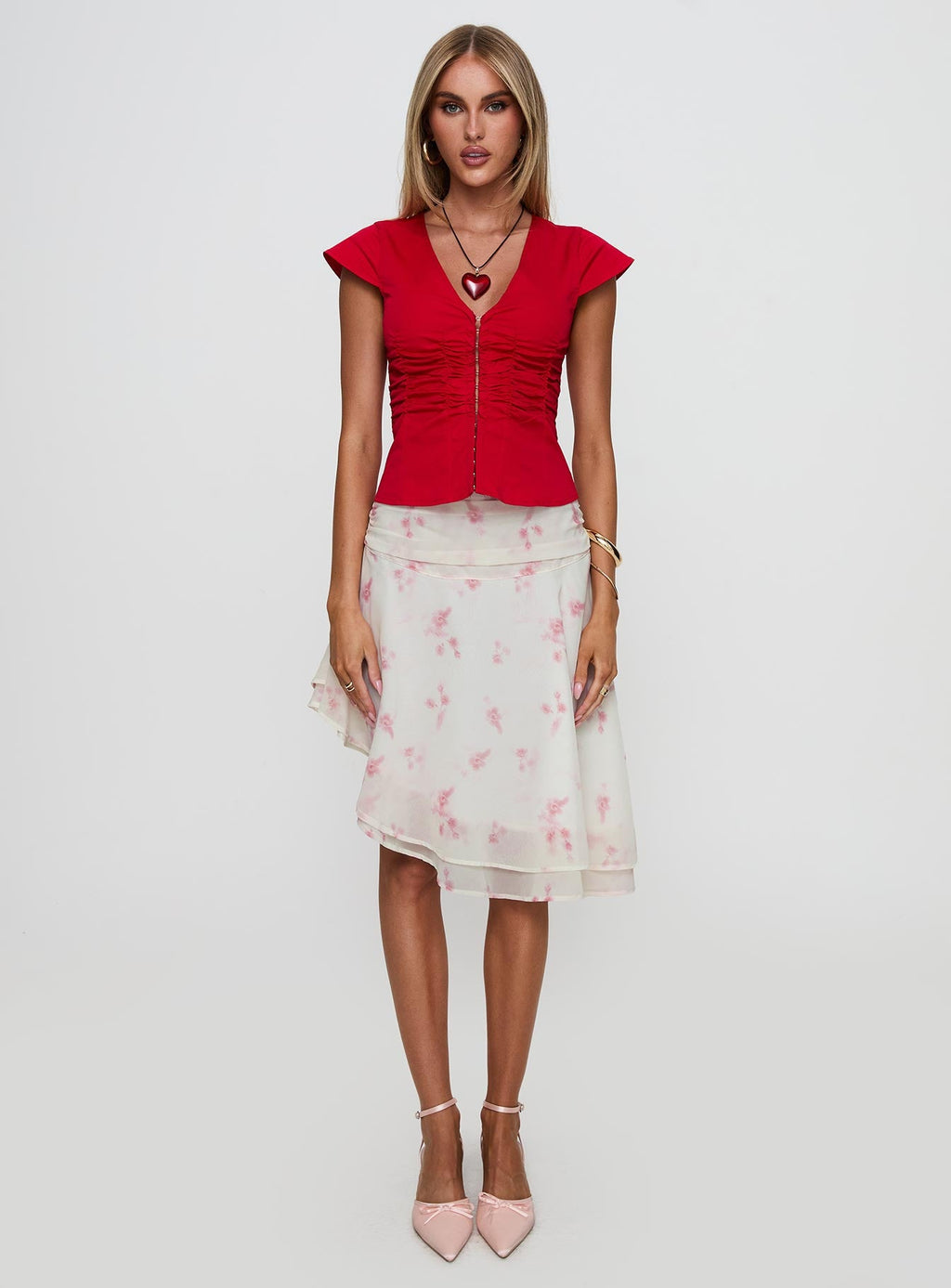 Charisse Asymmetrical Midi Skirt Floral