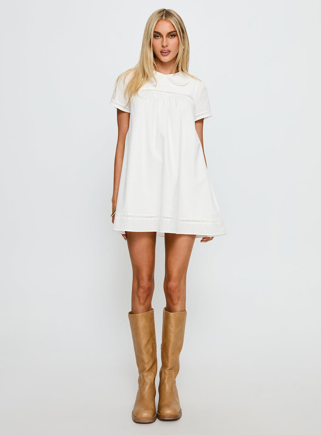 Bethanne Babydoll Mini Dress White