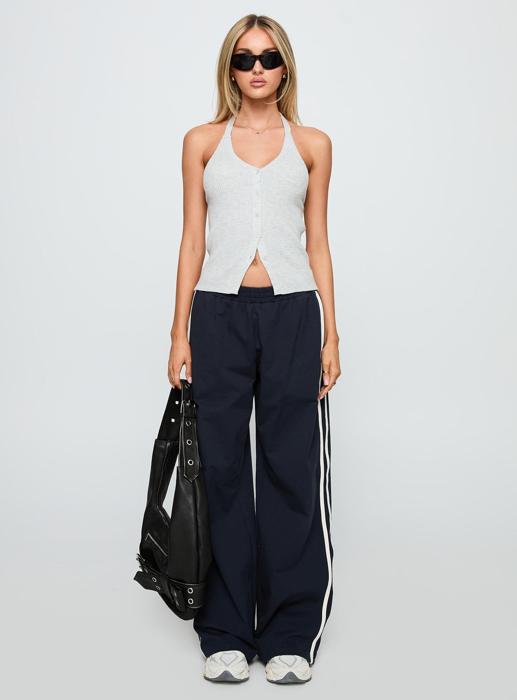 Suzu Knit Halter Top Grey