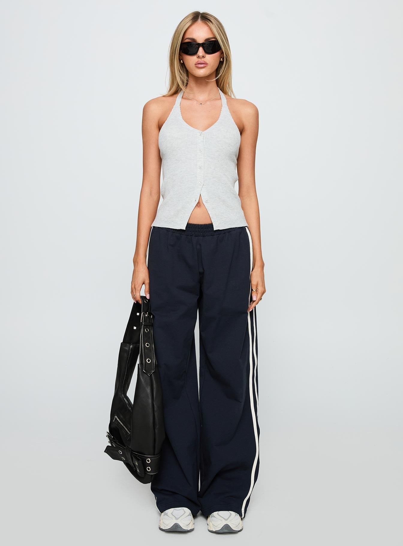 Suzu Knit Halter Top Grey