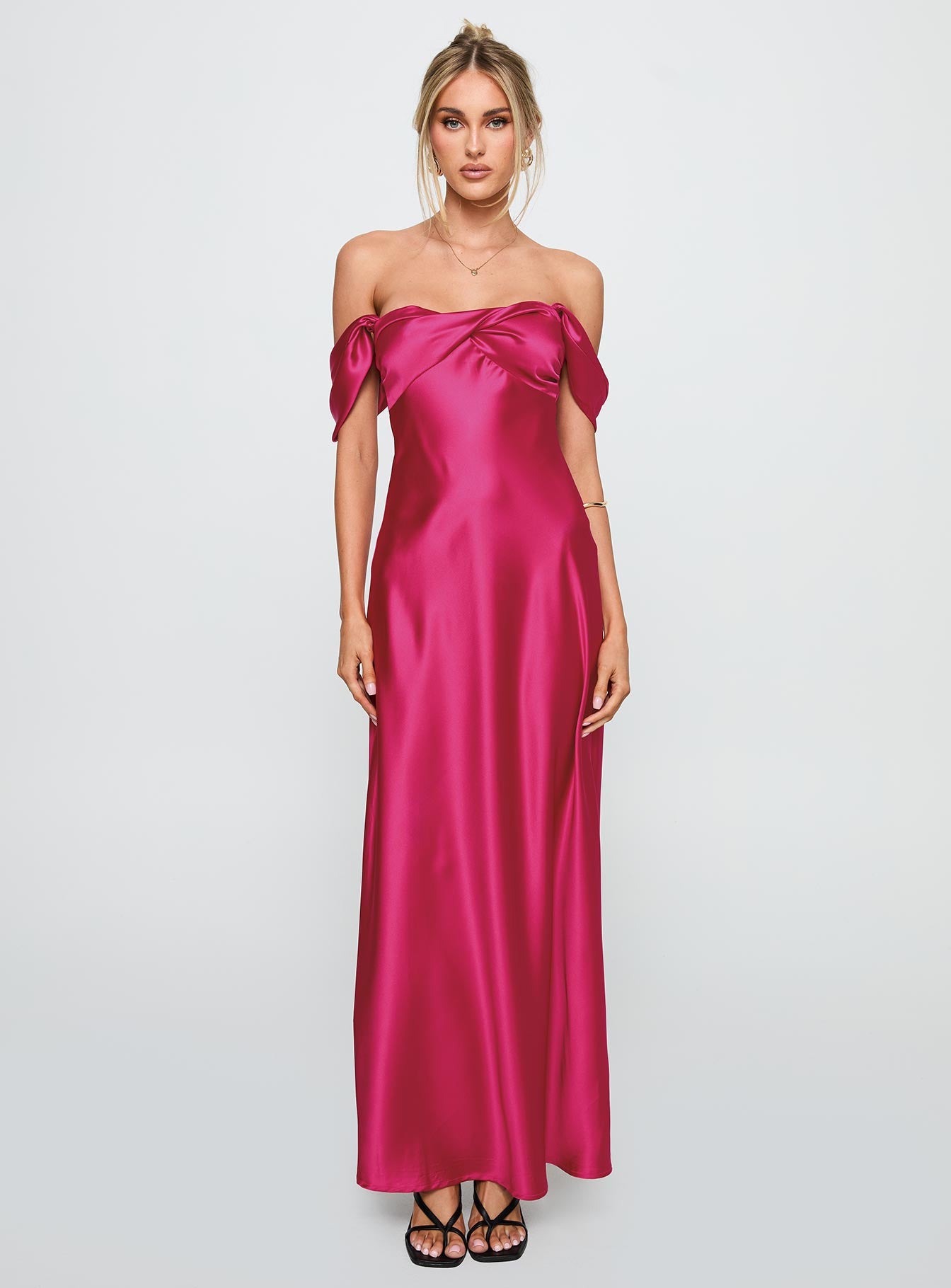 Live For You Off The Shoulder Maxi Dress Hot Pink