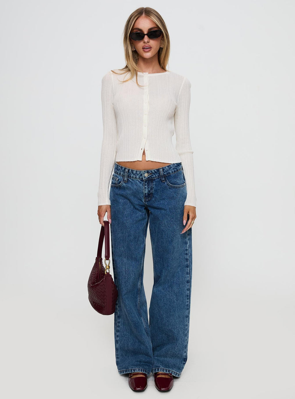 Cowrie Long Sleeve Button Up Top White