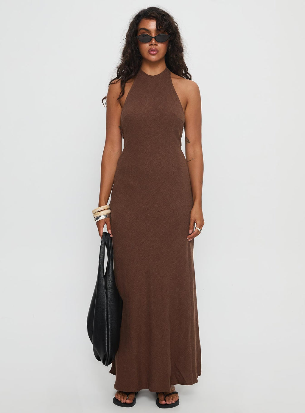 Annetta Halter Maxi Dress Chocolate