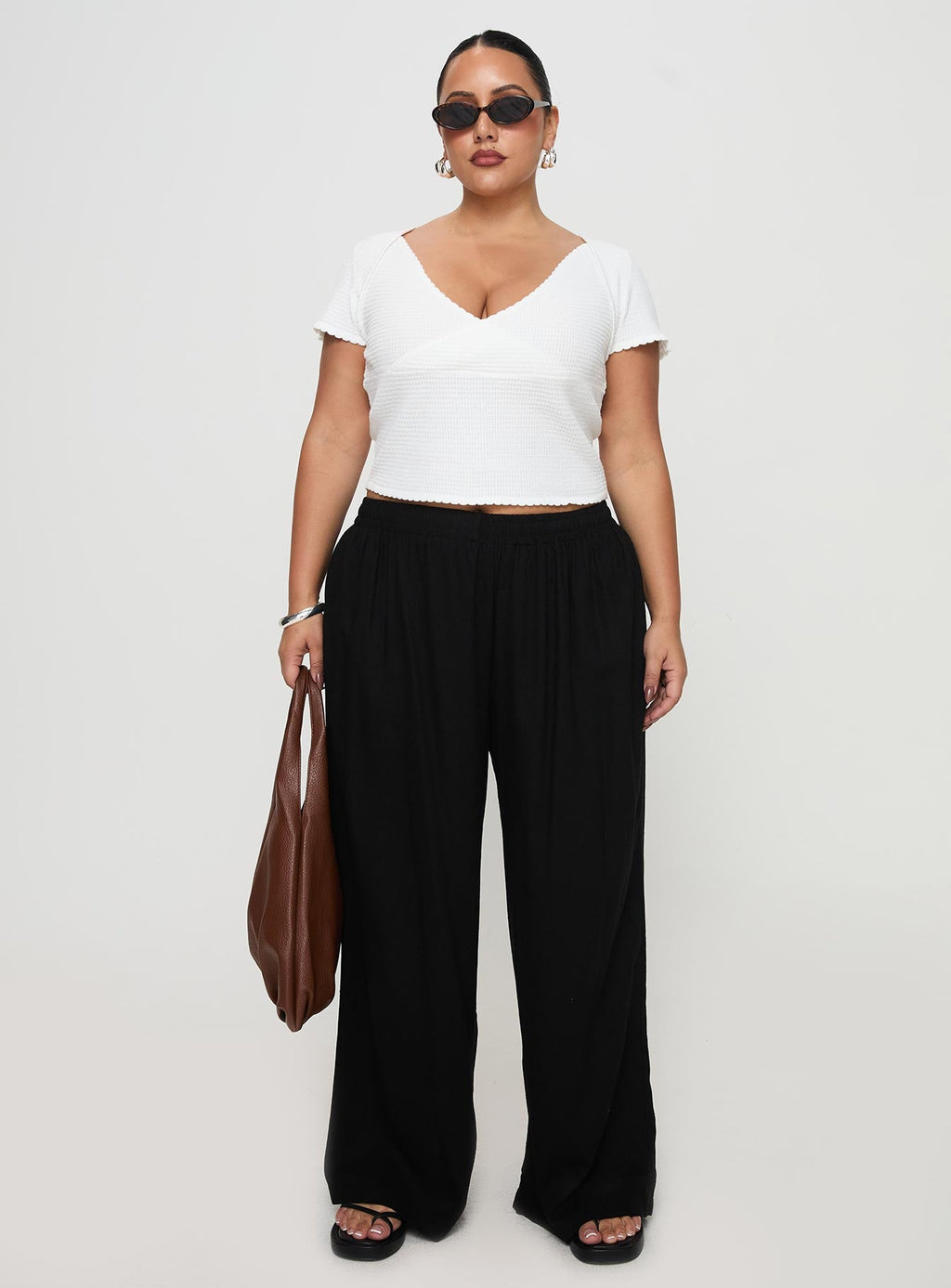 Louis Linen Blend Pants Black Curve