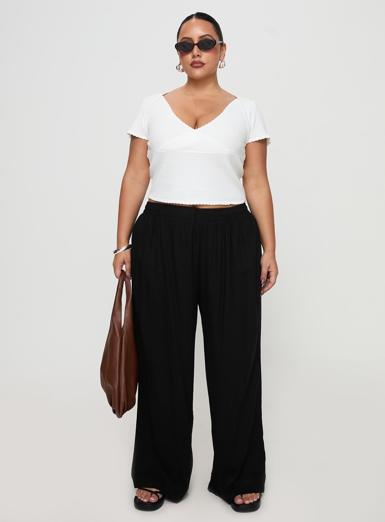 Louis Linen Blend Pants Black Curve
