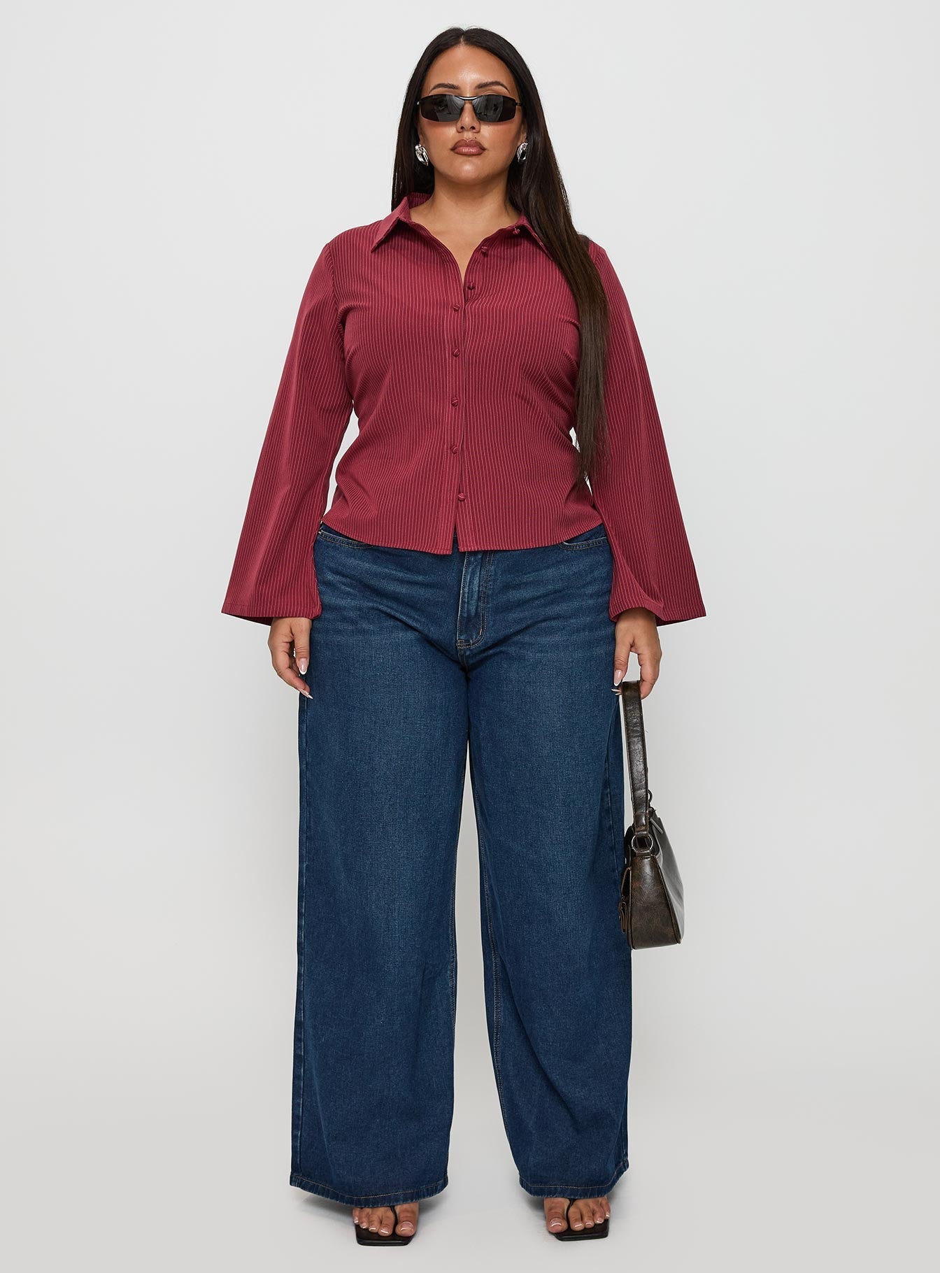 Anni Pinstripe Shirt Red Curve