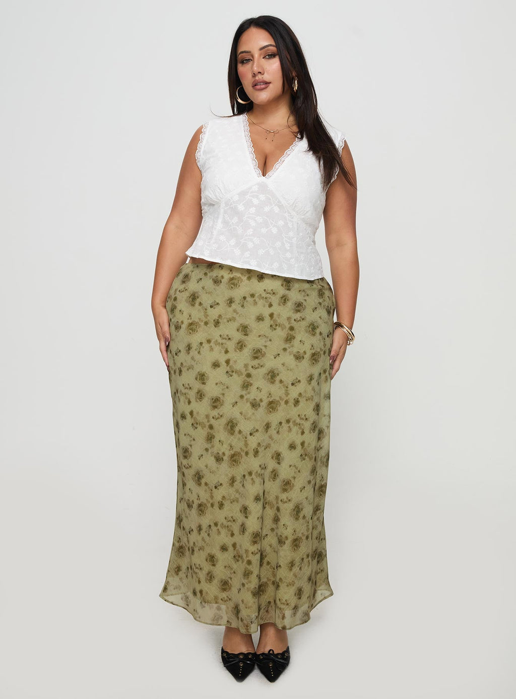 Piazia Maxi Skirt Green Curve