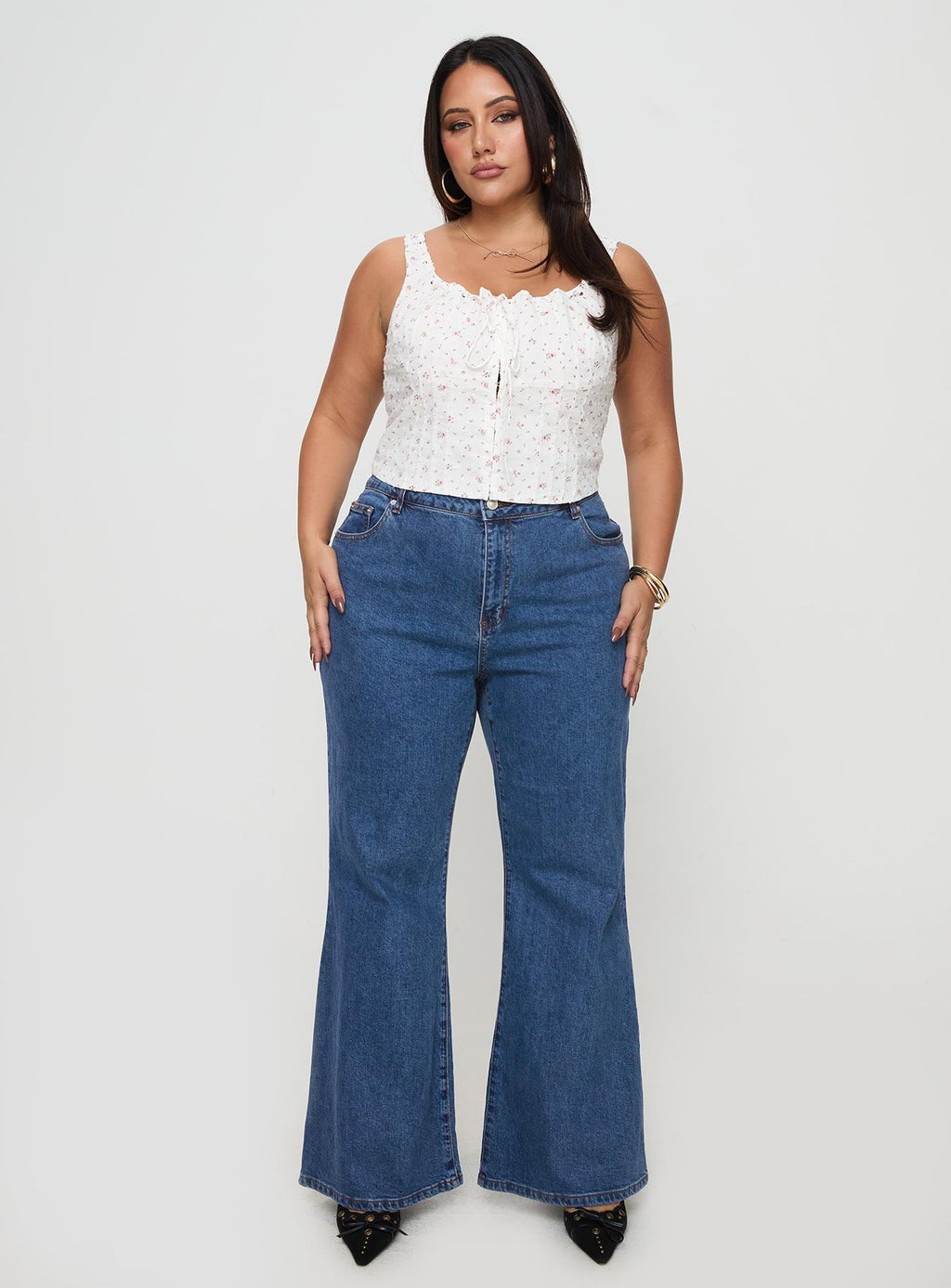 Lucille High Rise Flared Jeans Mid Wash Curve