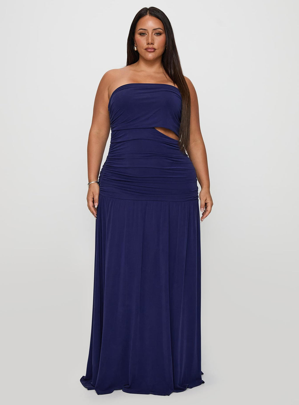 Grandeur Strapless Maxi Dress Navy Curve
