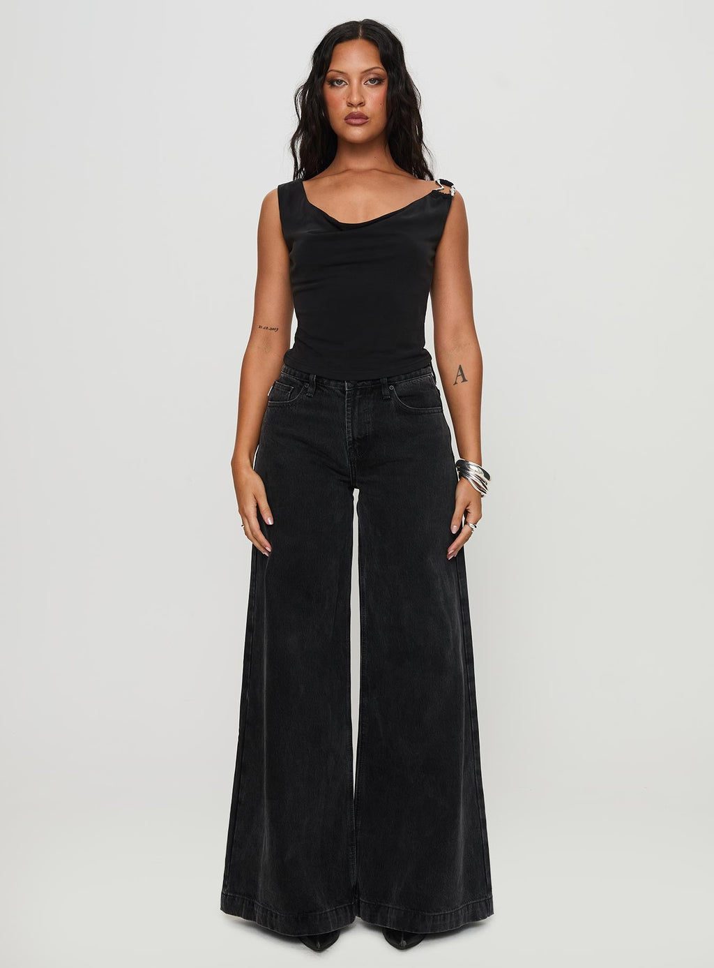 Toby Low Rise Baggy Jeans Charcoal