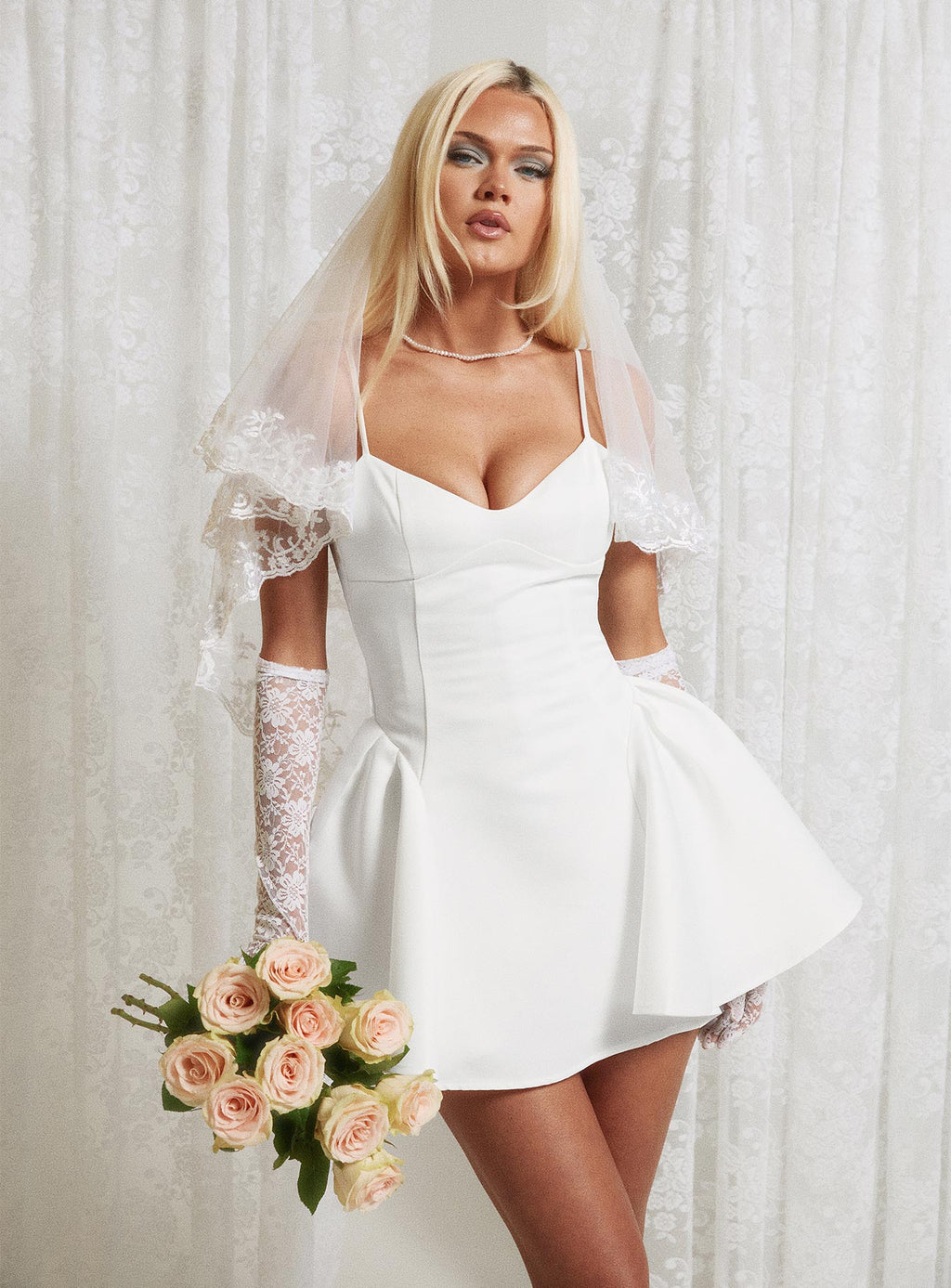 Alympia Pleat Mini Dress White