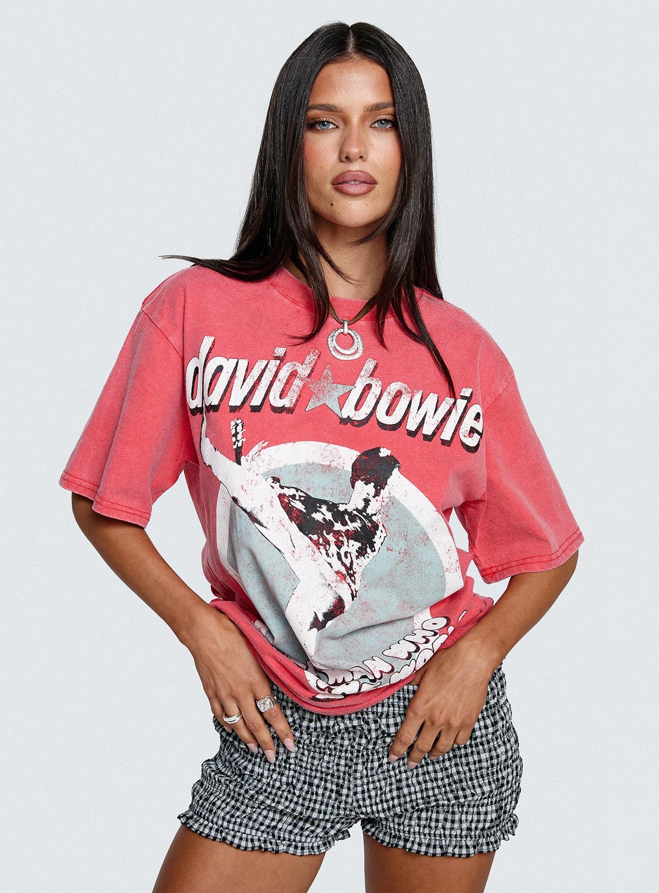 David Bowie Vintage Oversized Graphic Tee Red