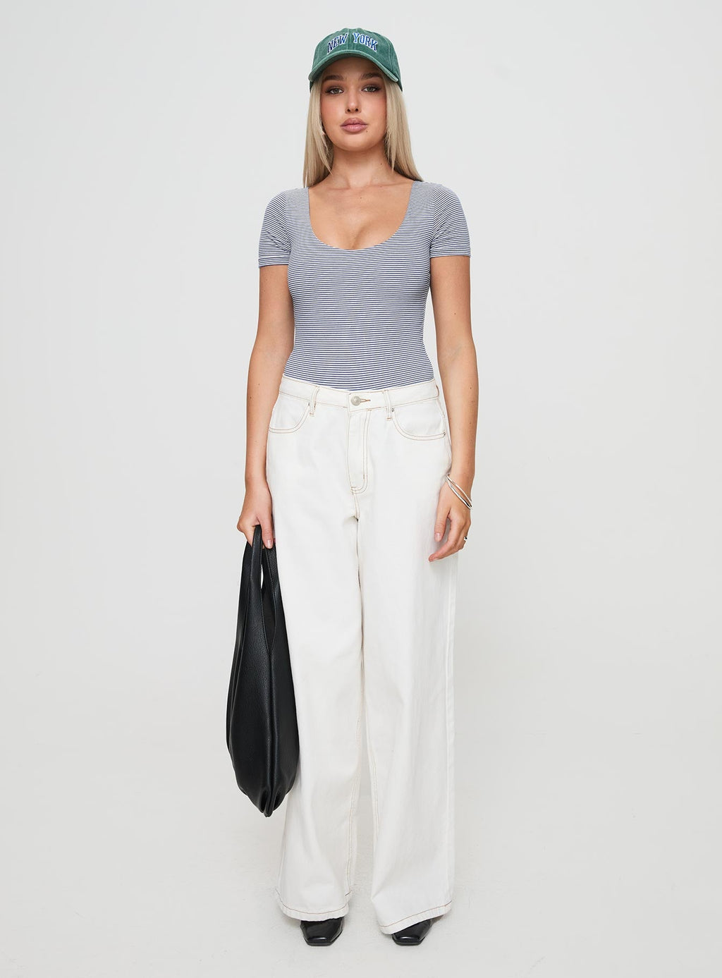 Brynne Bodysuit White / Navy Stripe