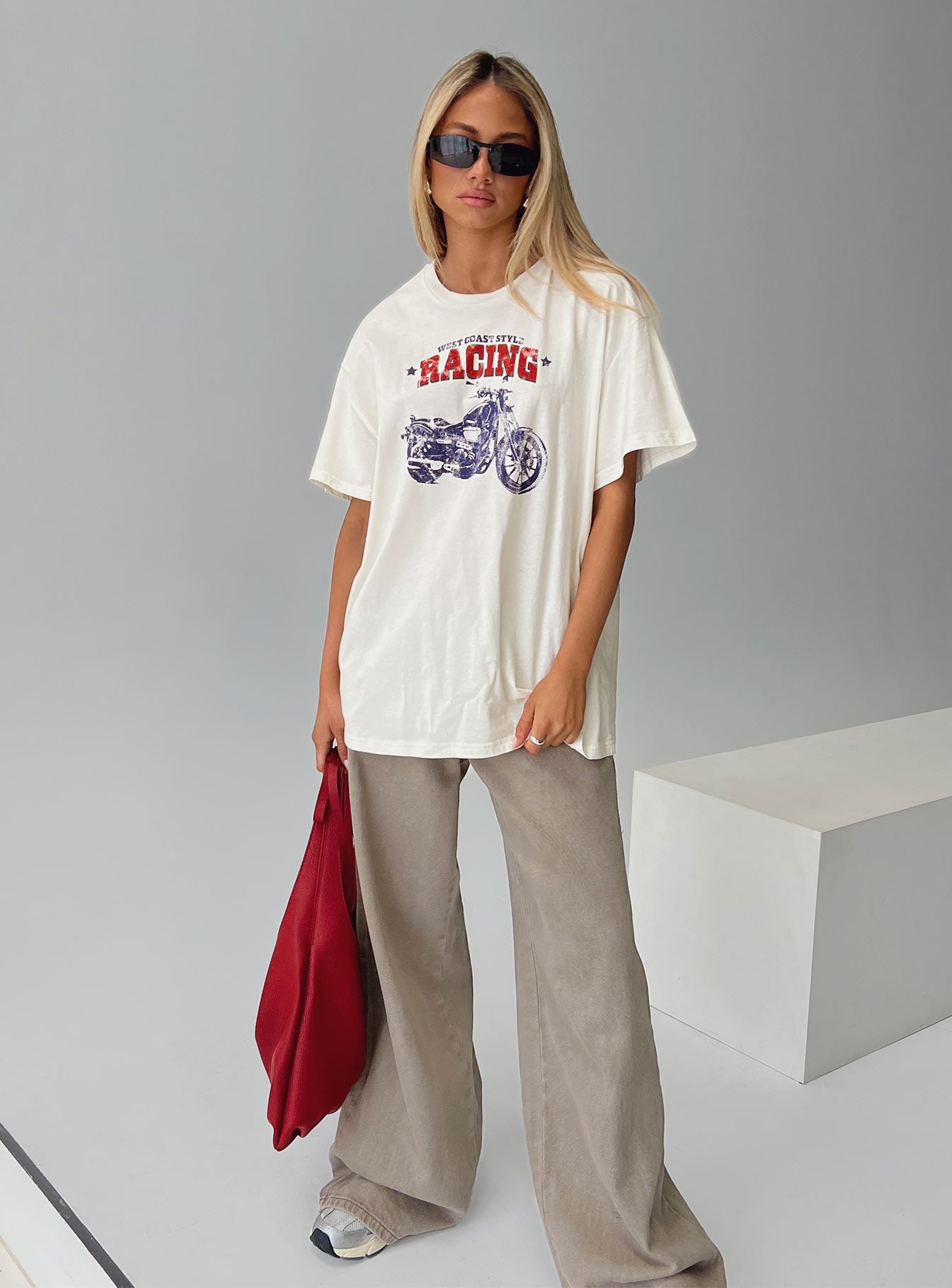 West Coast Style Oversized Tee White