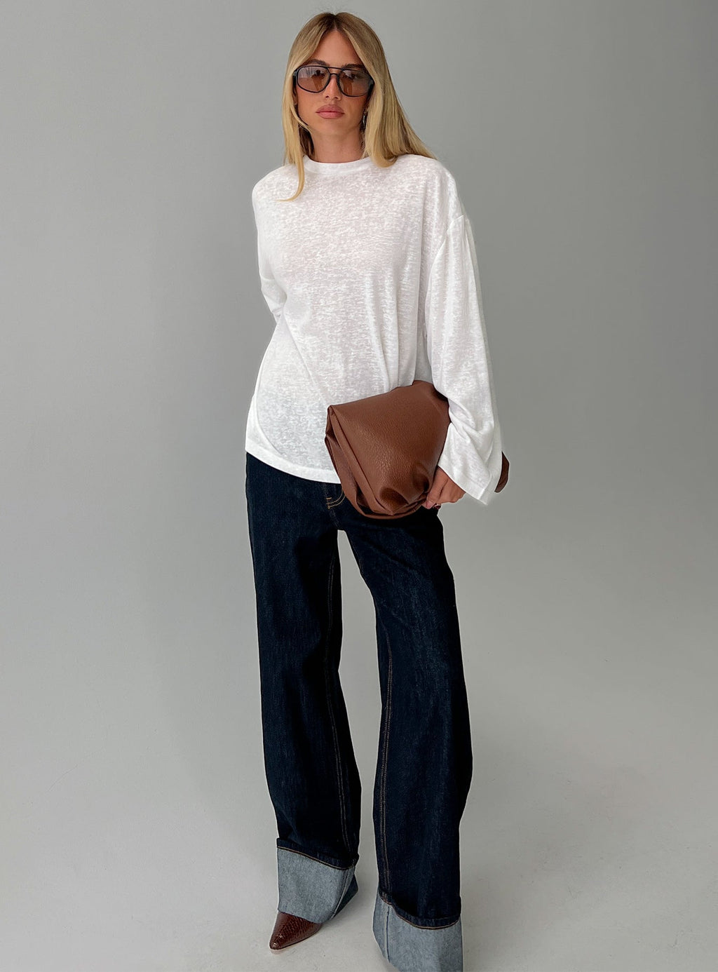 Zaydee Oversized Long Sleeve Top White