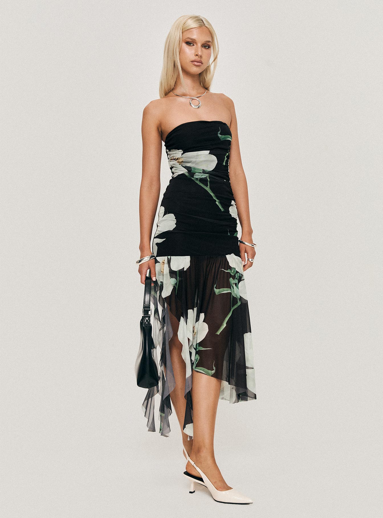 Nektaria Strapless Midi Dress Multi