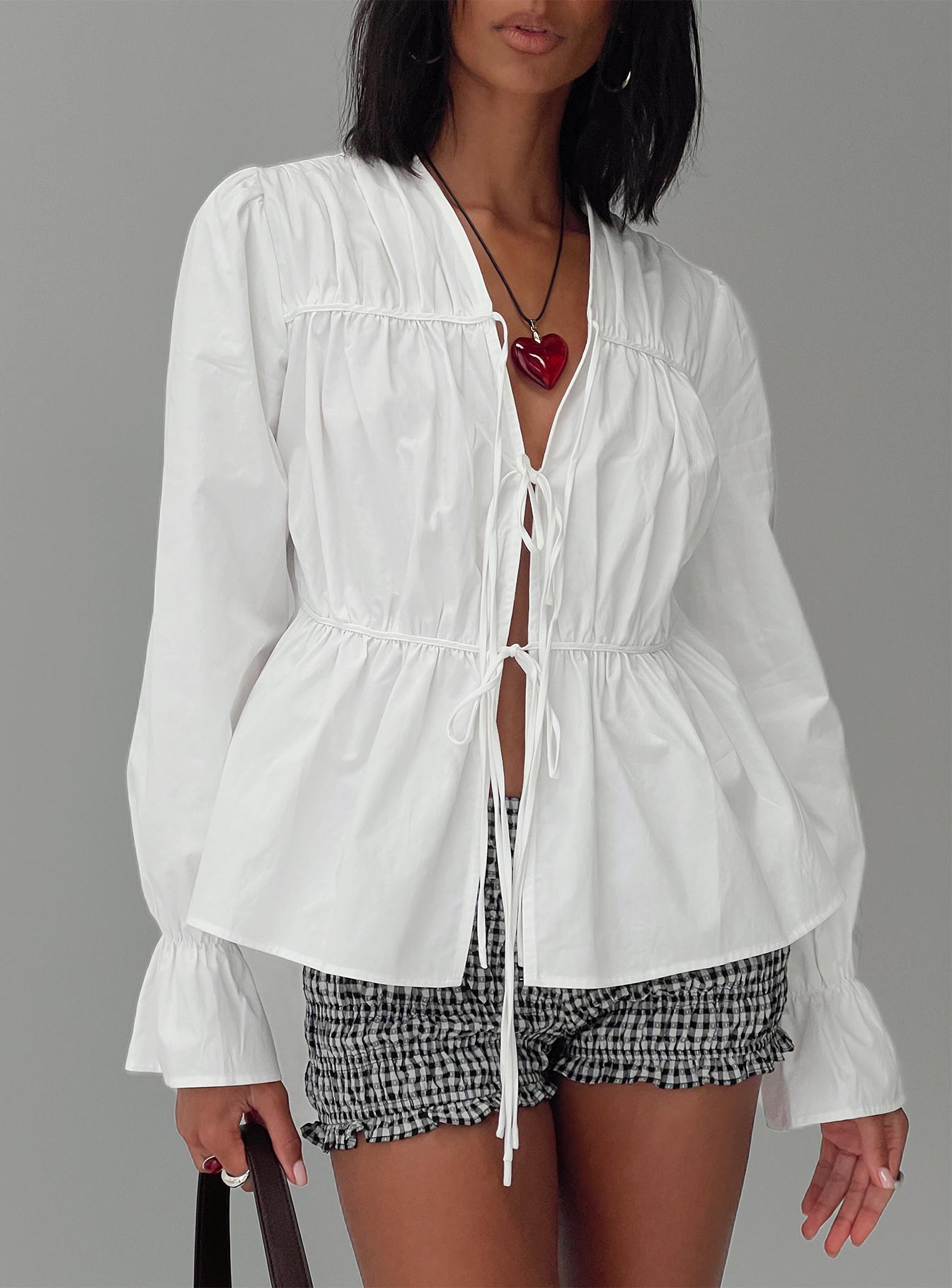 Scarlotte Bow Tie Top White