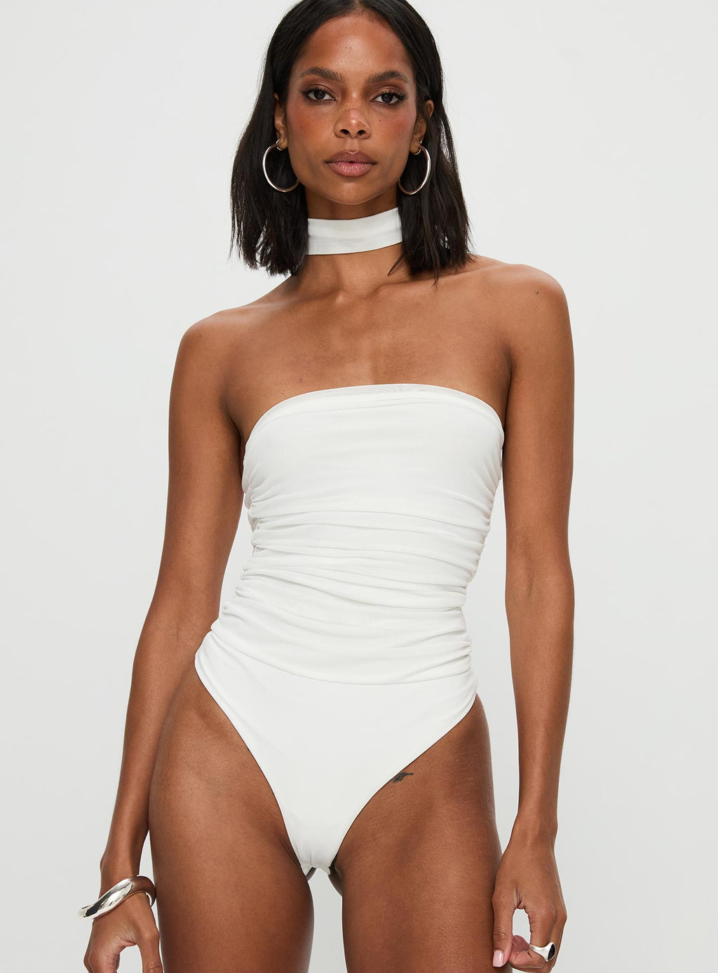 Sorelle Scarf Bodysuit White