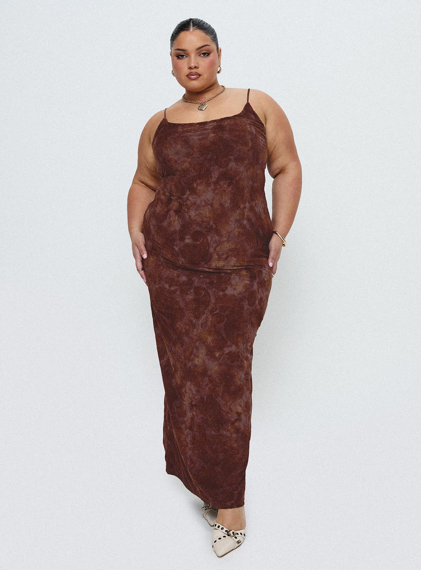 Knox Maxi Dress Chocolate Paisley Curve