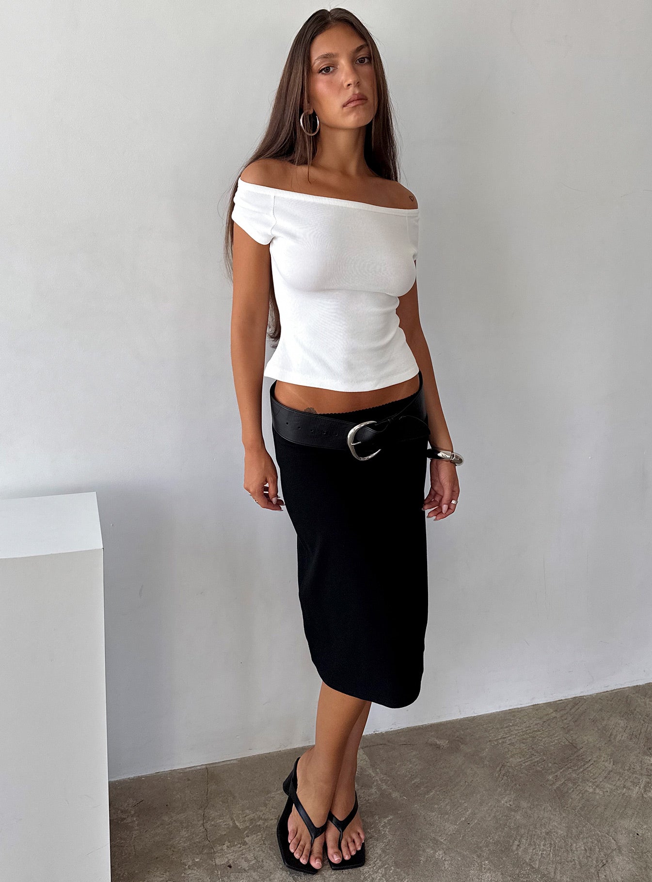 Baseline Rib Midi Skirt Black