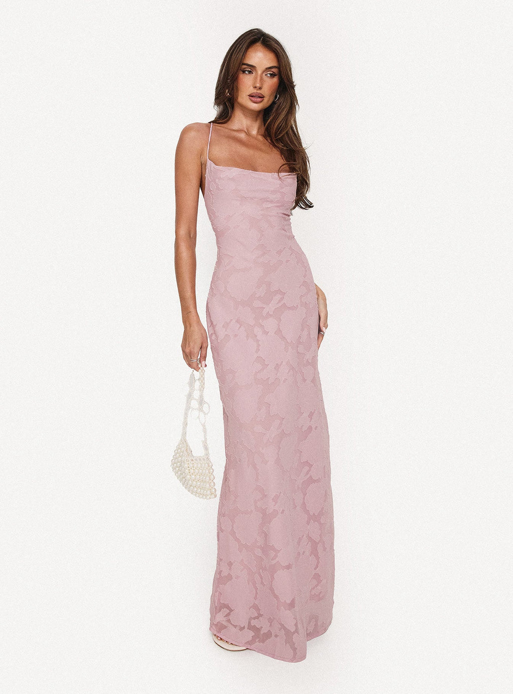 Celena Maxi Dress Light Pink Burnout