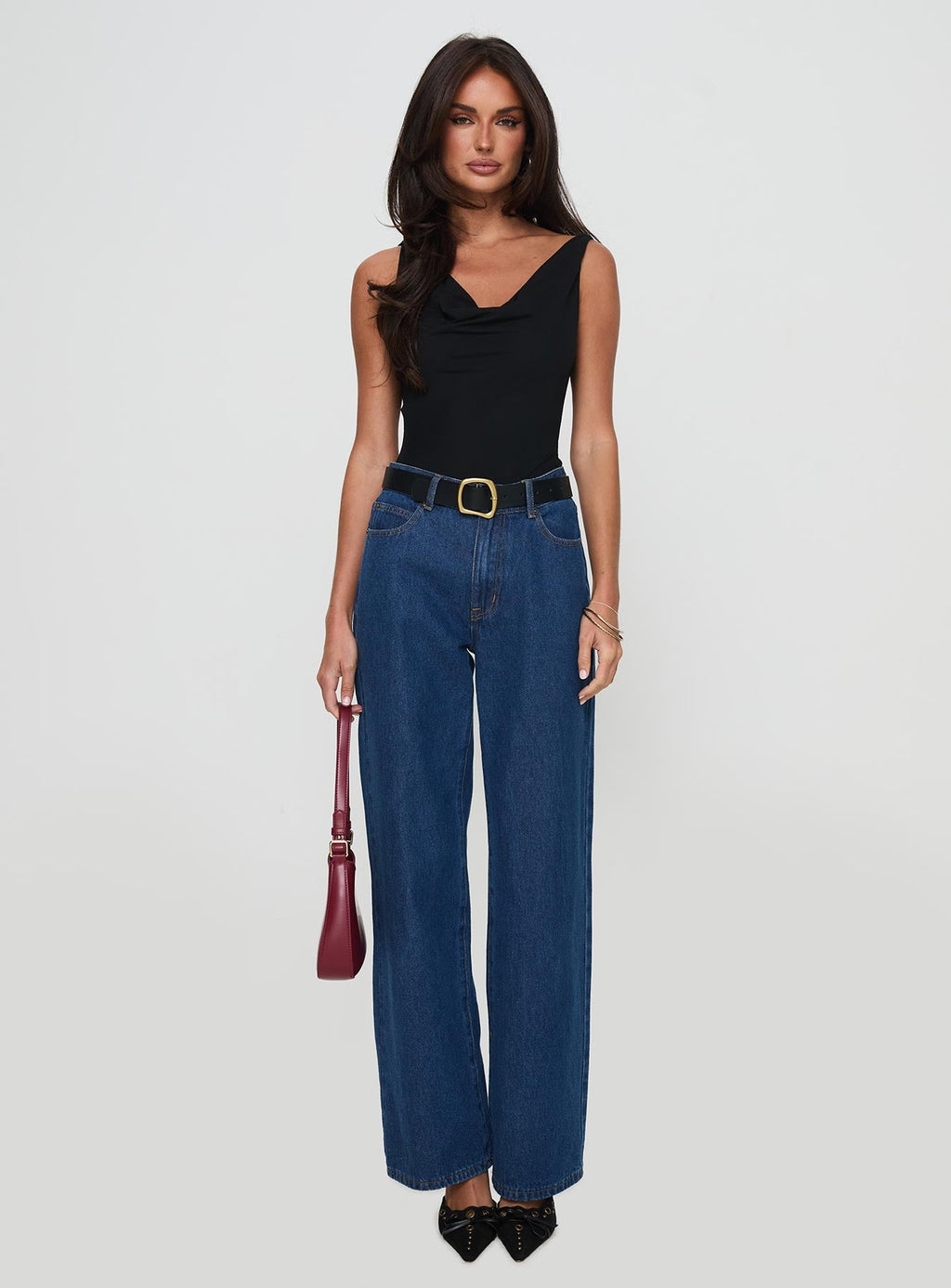 Axton Cowl Neck Bodysuit Black