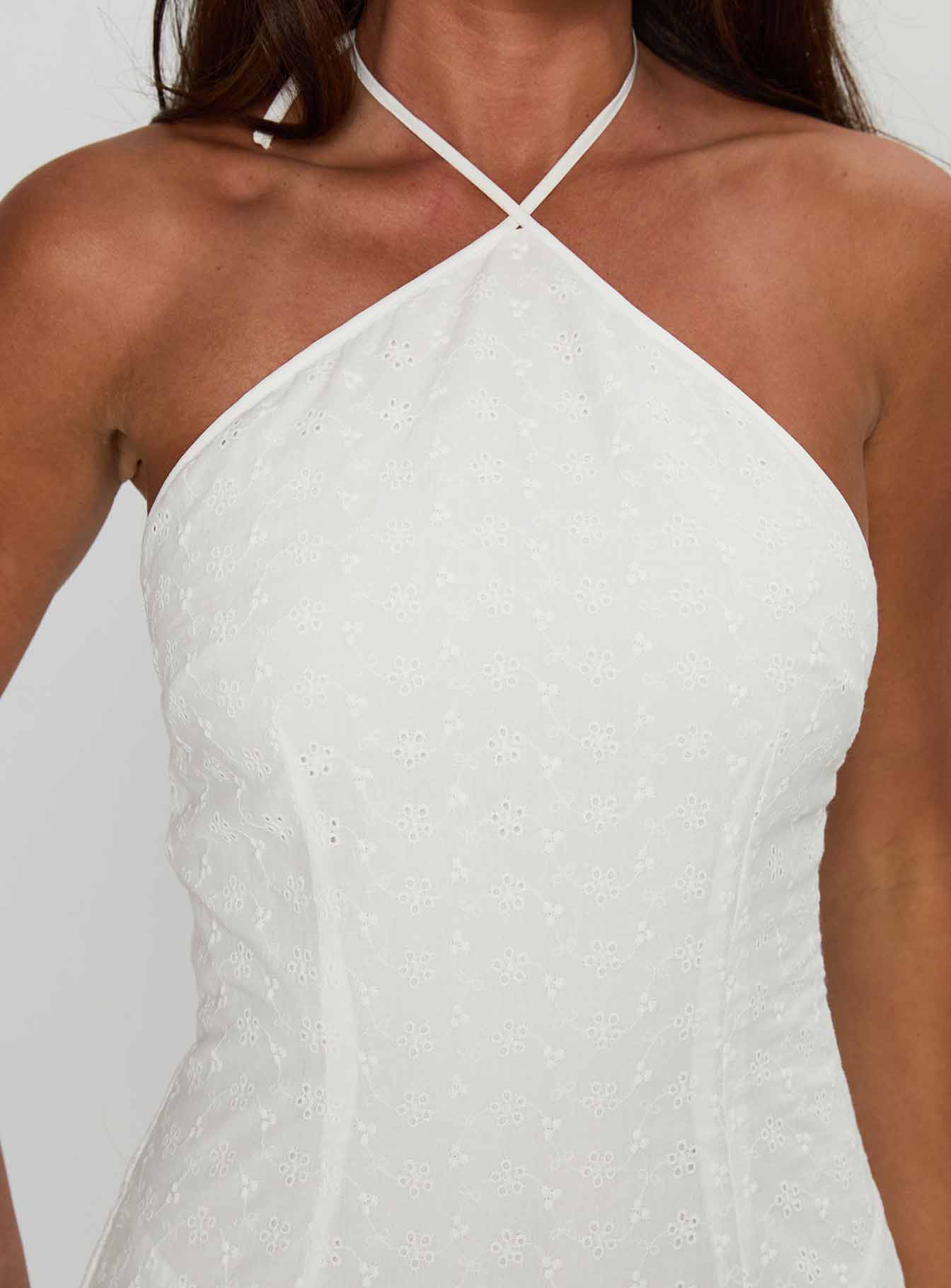 Flowerchild Halter Mini Dress White